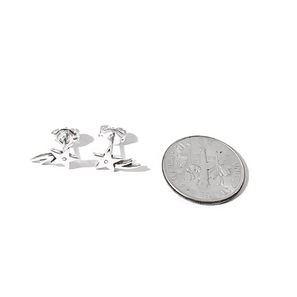 🌠 cute celestial 925 sterling silver shooting star stud/post earrings - Picture 2 of 9